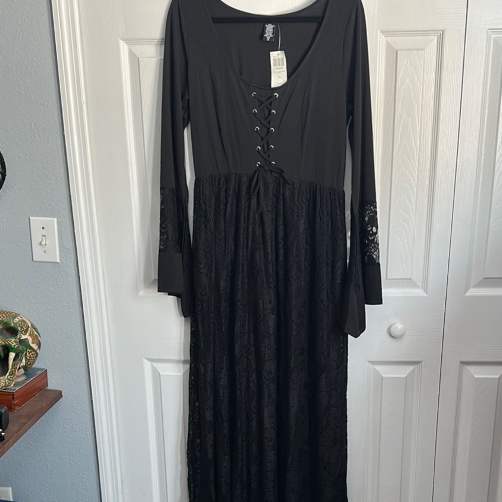 Hot Topic Black Lace Gothic Long Sleeve Dress